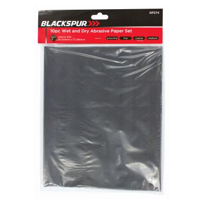 Blackspur 10pc Wet & Dry Sandpaper Set - Assorted Grits Blackspur 10pc Wet & Dry Sandpaper Set - Assorted Grits